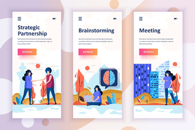 时尚高端简约扁平化风格的Instagram社交媒体banner着陆页欢迎页插画海报设计模板-2