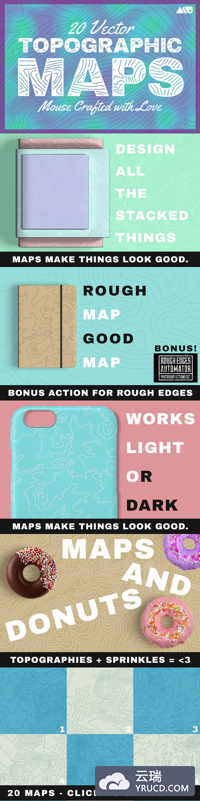 20张地形图矢量包 20 Topographic Maps Vector Pack