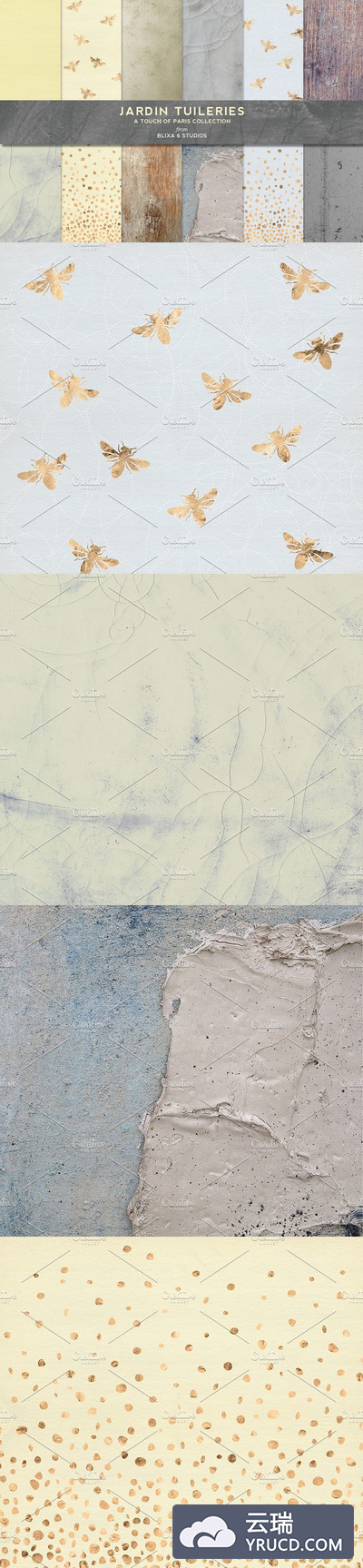 烫金背景纹理 Parisian Textures & Gold Foil: Fresh