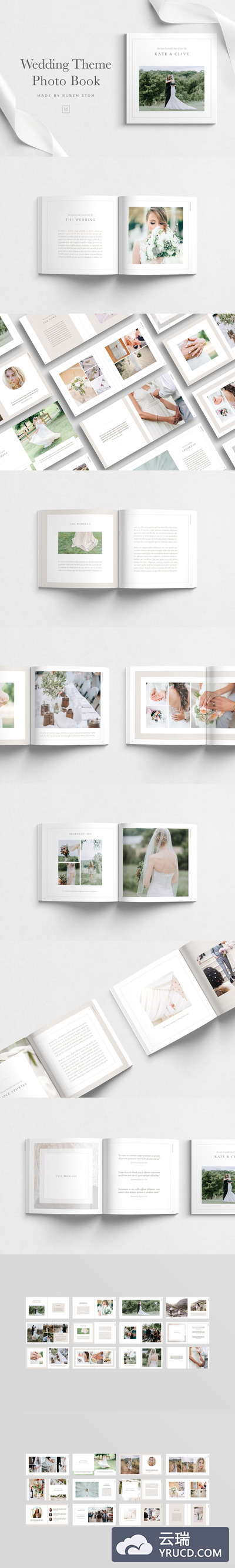 浪漫婚礼主题方形相册设计模板