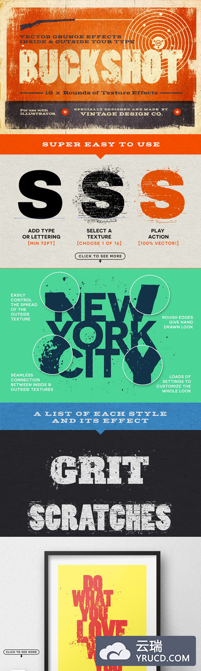 字体特效肌理素材ps模板 BUCKSHOT Vector Type Effects