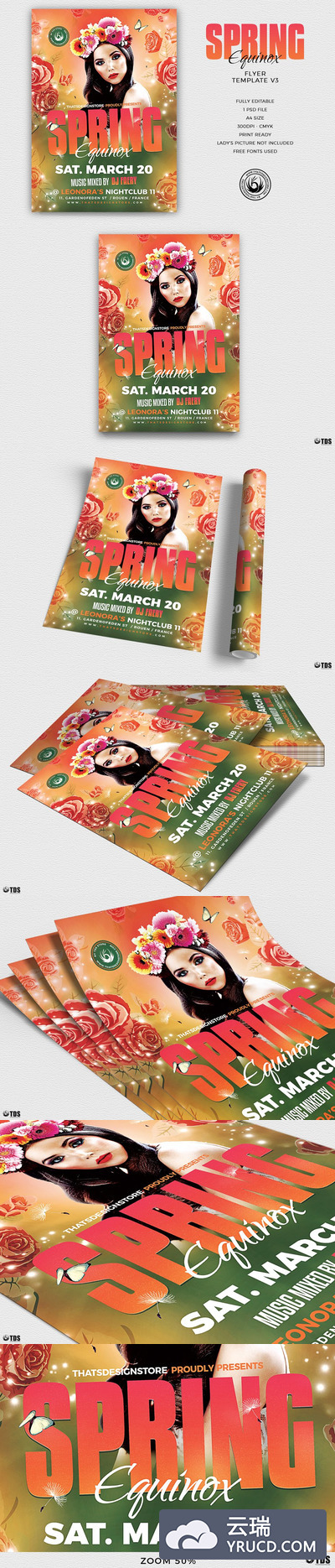 春天海报设计模板 Spring Equinox Flyer PSD V3