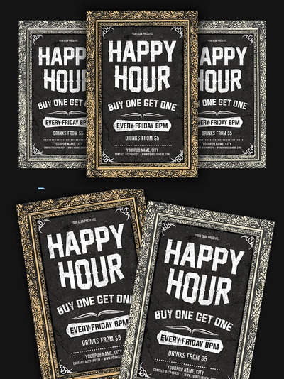 欢乐时光海报设计模板 Happy Hour Flyer