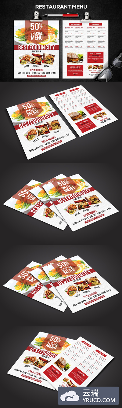 餐厅菜单海报设计模板 Restaurant Menu