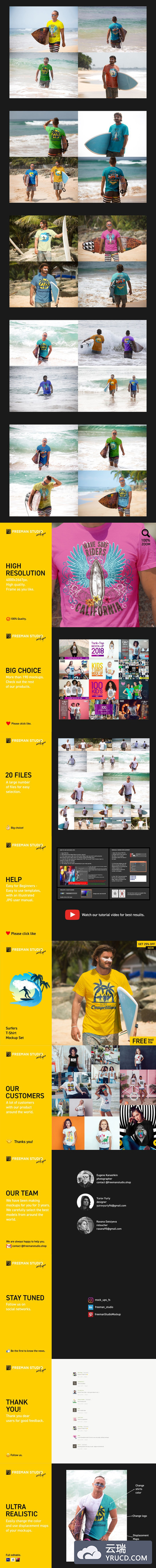 夏日海洋冲浪者时尚T恤样机模板
