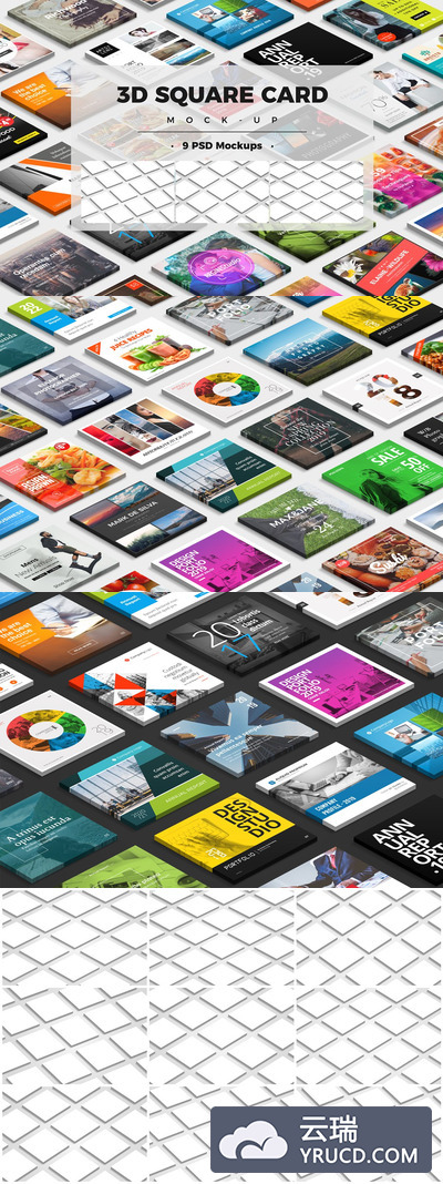 插画或卡片设计3D透视角度展示样机下载[PSD]