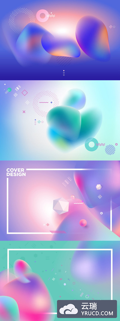 平面图形 | 缤纷概念渐变彩色抽象纹理背景封面设计模板