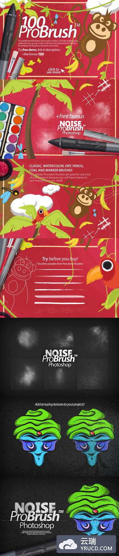 AI笔刷下载 ProBrush™ 100 + Free Demo