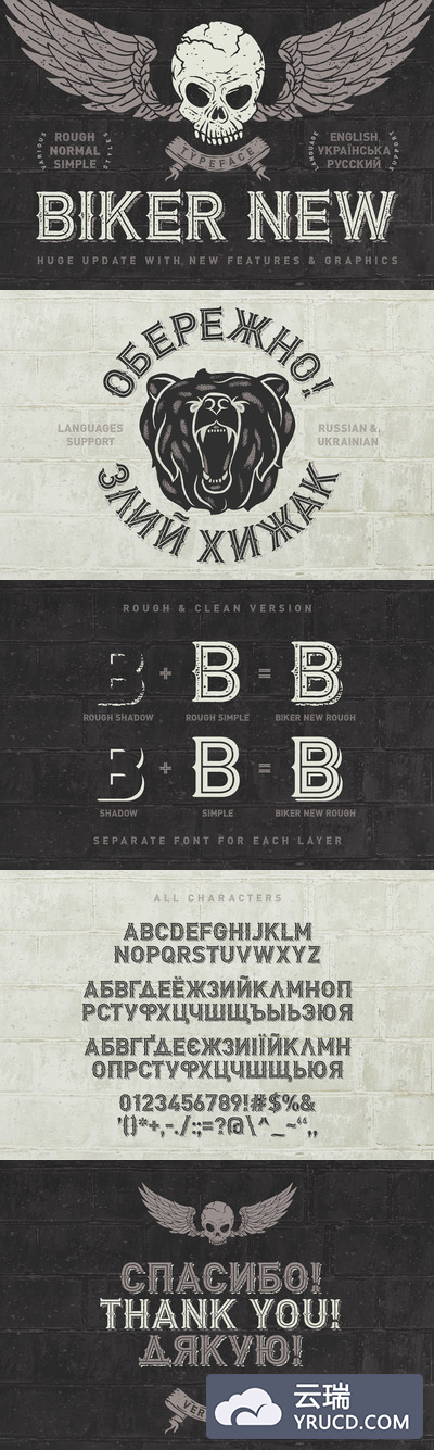 酷酷的艺术字体插图 Biker New Typeface + illustrations