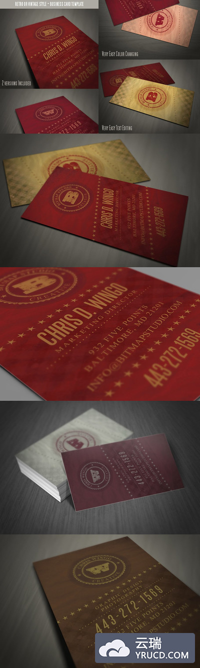 经典商业卡片模板 Retro Business Card Template 05