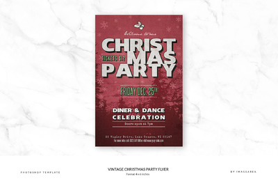经典圣诞节海报设计模板 Vintage Christmas Party Flyer