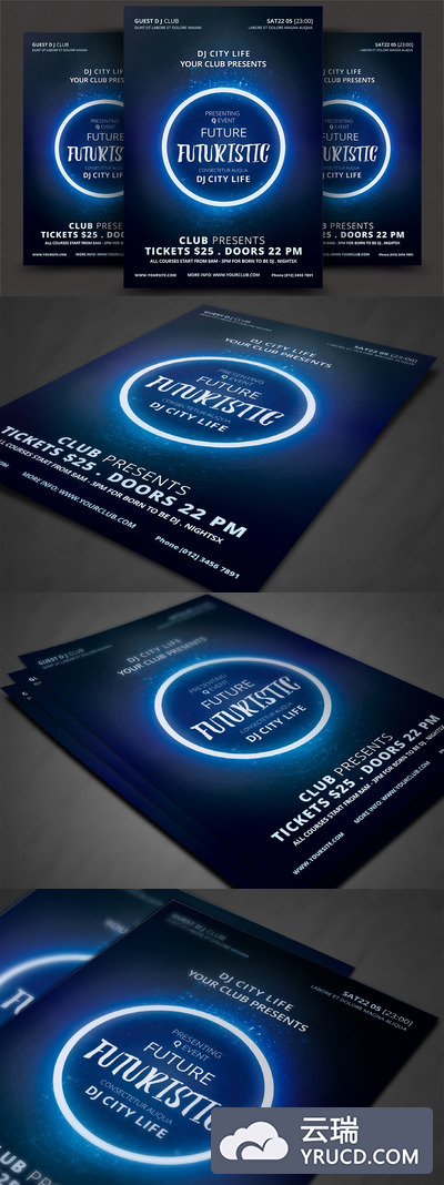 未来风格宣传海报模板 Futuristic Flyer