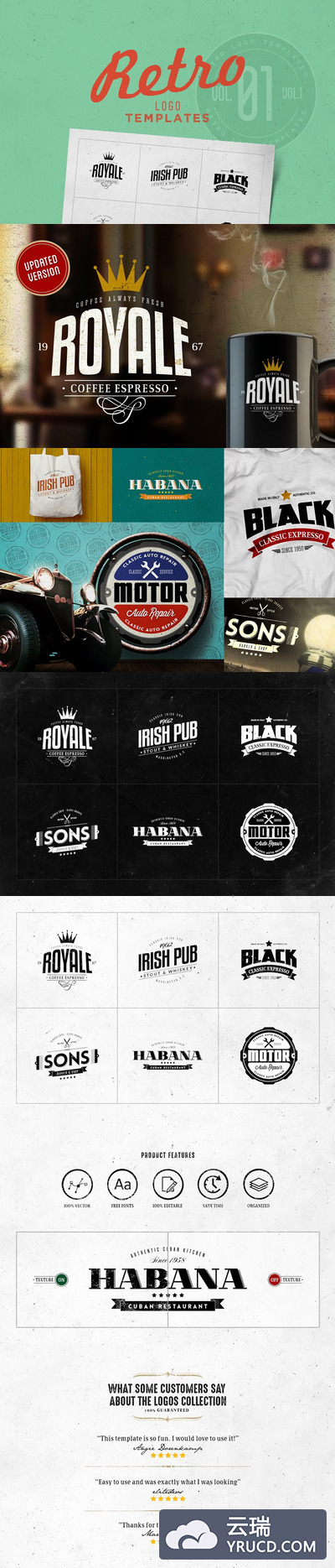 经典logo设计素材模板 Retro Logo Templates V.01