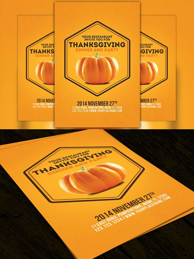 极简主义感恩节宣传海报模板 Minimal Thanksgiving Flyer Template
