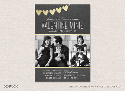 迷人的情人节海报设计模板 Valentines Mini Session Template