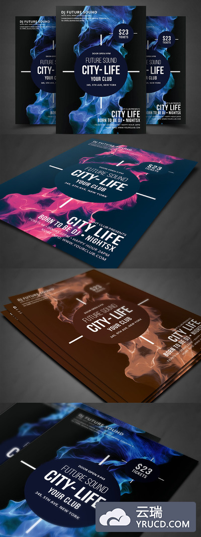 未来音乐会宣传单模板 Futuristic Festival Concert Flyer