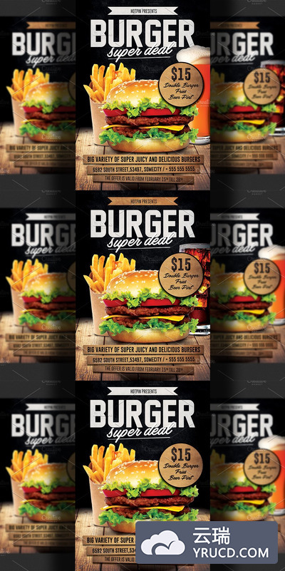 汉堡促销海报模板 Burger Promotion Flyer Template