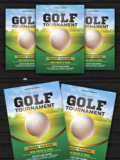 高尔夫锦标赛传单设计模板 Golf Tournament Flyer