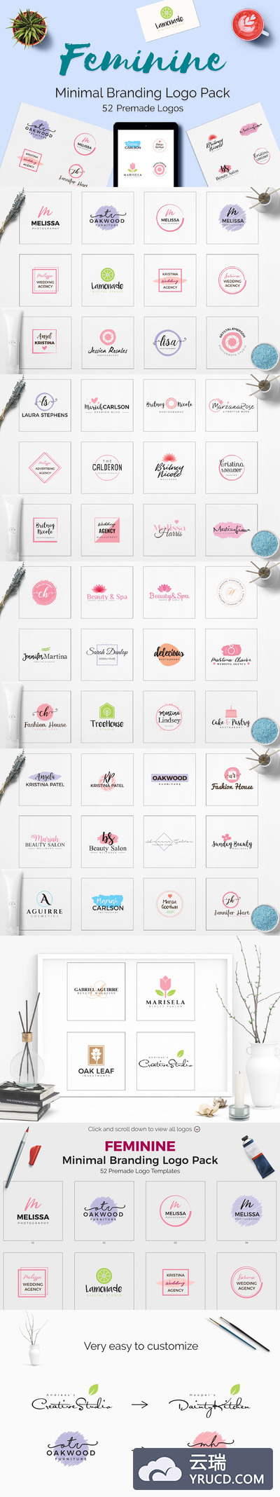 女性极简logo设计素材包 Feminine Minimal Branding Logo Pack