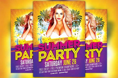 夏天派对宣传海报 Summer Party Flyer Template