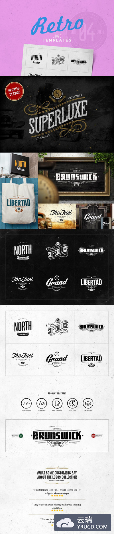 复古logo图形素材 Retro Logo Templates V.04