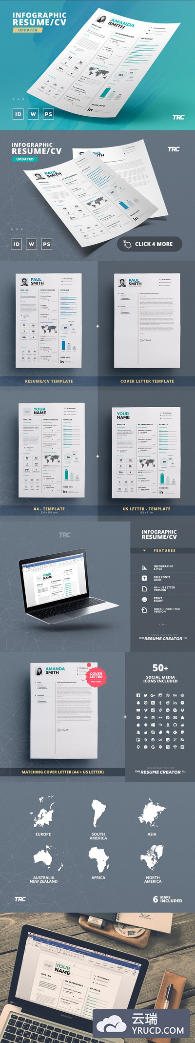 信息图表简历模板 Infographic Resume/Cv Template Vol.7