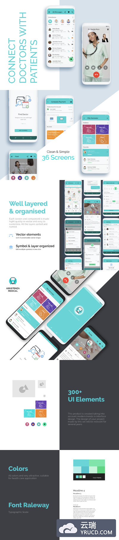 医疗功能的APP UI产品Android Ui安卓U ui素材下载[Sketch]