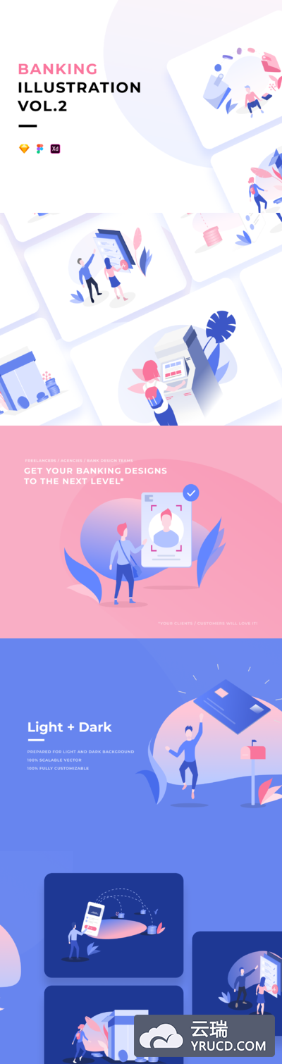 银行概念插画素材矢量套装下载[Ai,Sketch,fig]