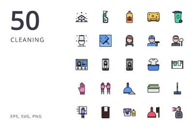 图标 | 50个清洁类用品工人服务管理矢量元素适用家政服务app