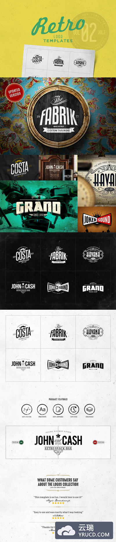 经典logo设计模板 Retro Logo Templates V.02