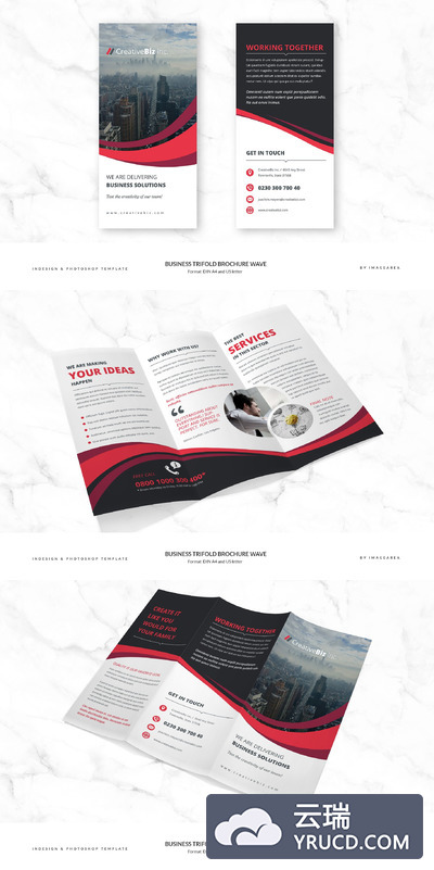 三折页商业画册 Business Trifold Brochure Wave