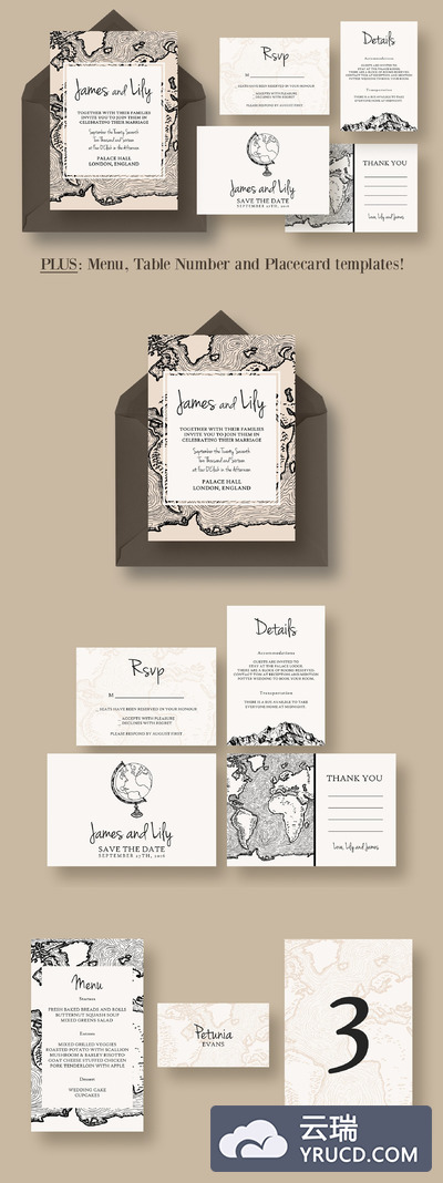 环球旅行者婚礼邀请函 World Traveler Wedding Suite