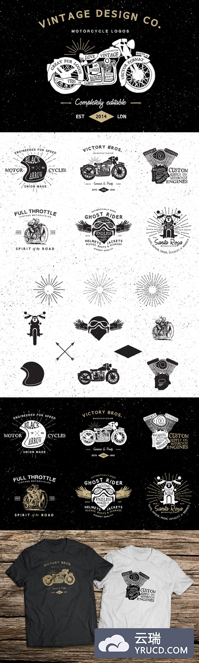 经典摩托车logo模板 Vintage Motorcycle Logos