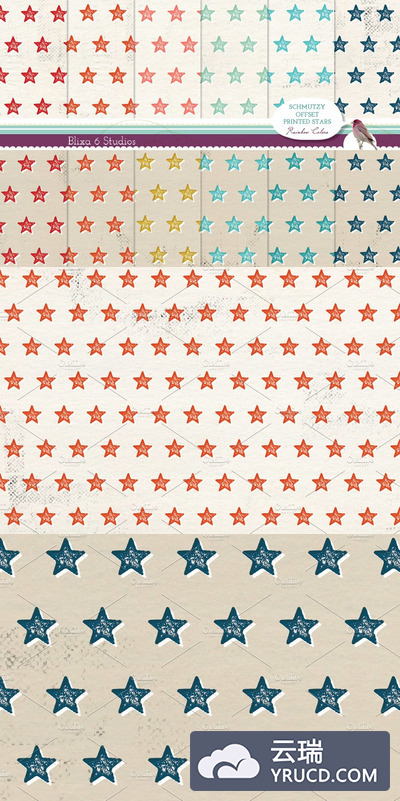 星星图案背景 Offset Printed Star Digital Patterns