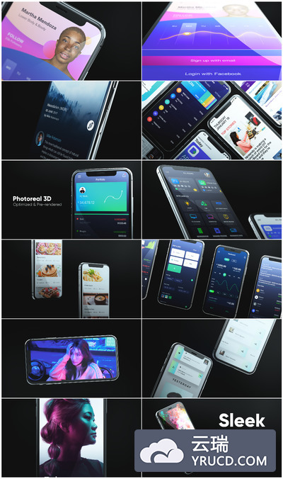 时尚的3D手机应用程序预告片视频ae素材