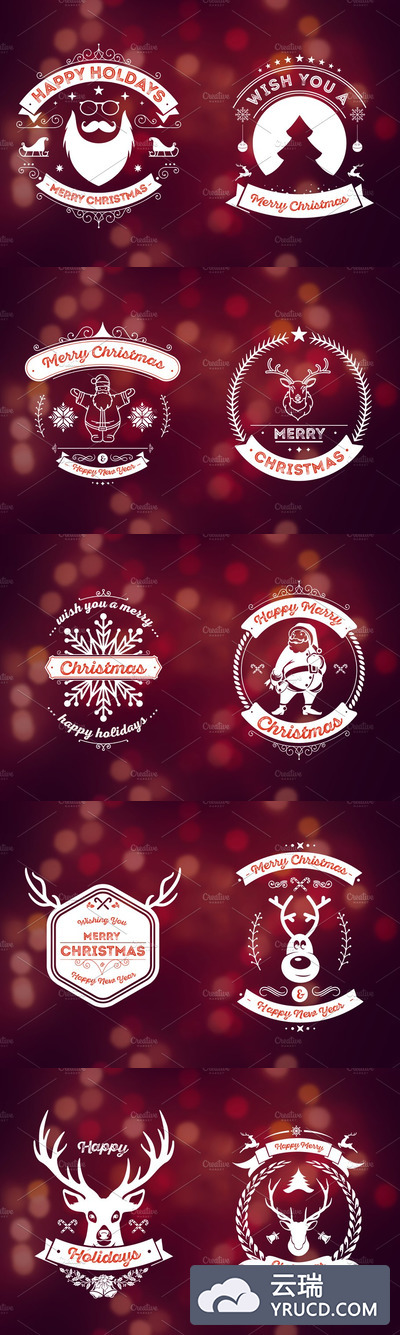 冬季圣诞节假日图形 10 Christmas and Holiday Badges