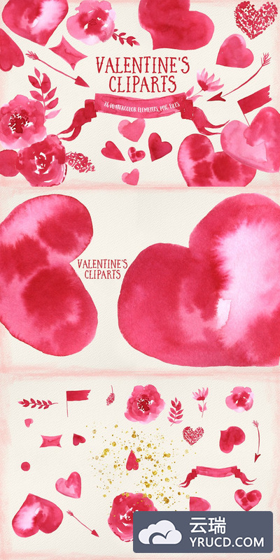 情人节花卉爱心剪贴画 Valentine's Cliparts