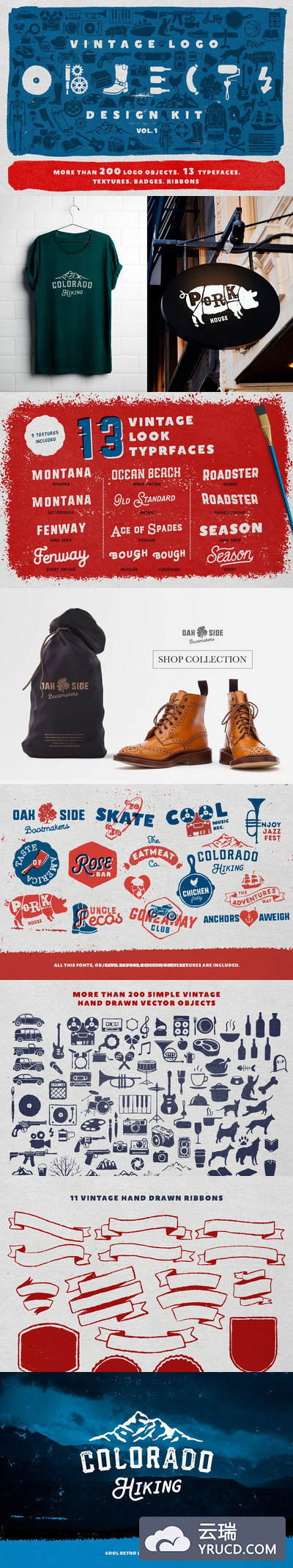 经典logo字体模板 Objects + Fonts • Vintage Logo Kit