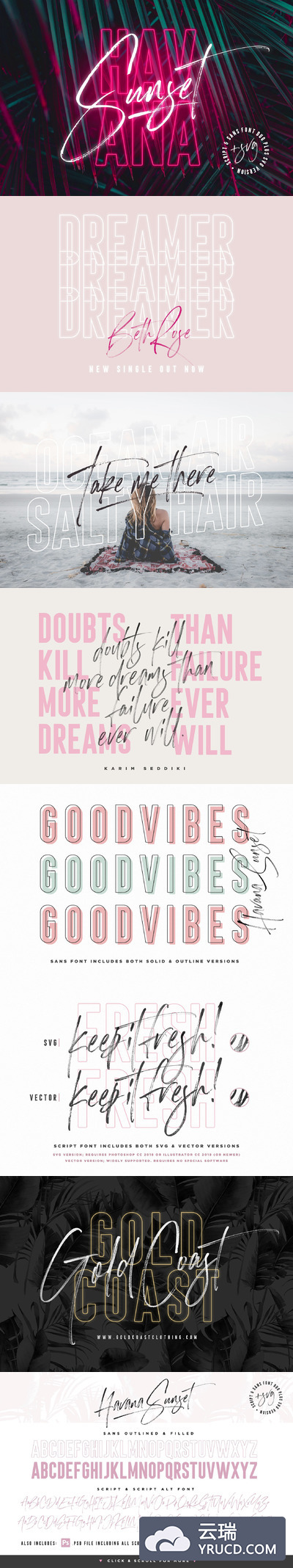 手写签名字体设计 Havana Sunset Font Duo + SVG