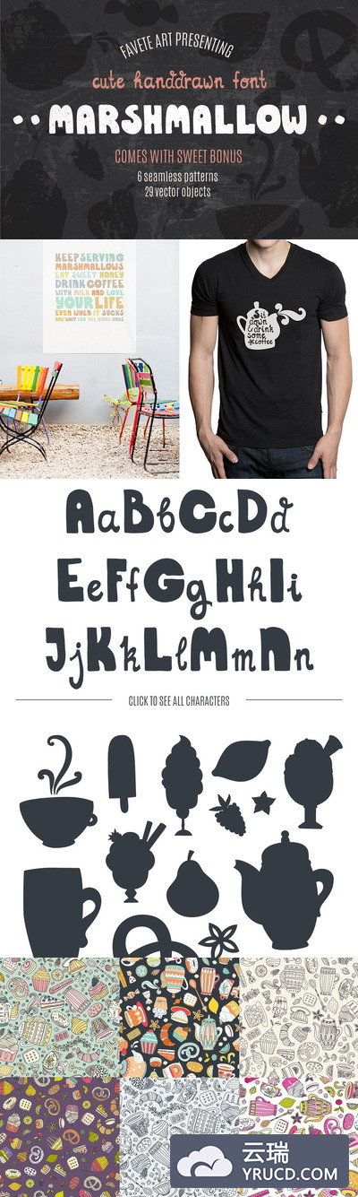 可爱的手绘字体设计 Marshmallow - Cute Handdrawn Font