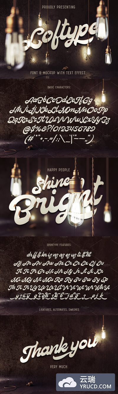 经典的手写字体集 "Loftype" typeface & vintage mockup
