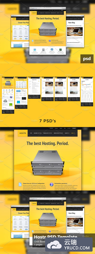 设计网站主题模板 Hostr - PSD Template
