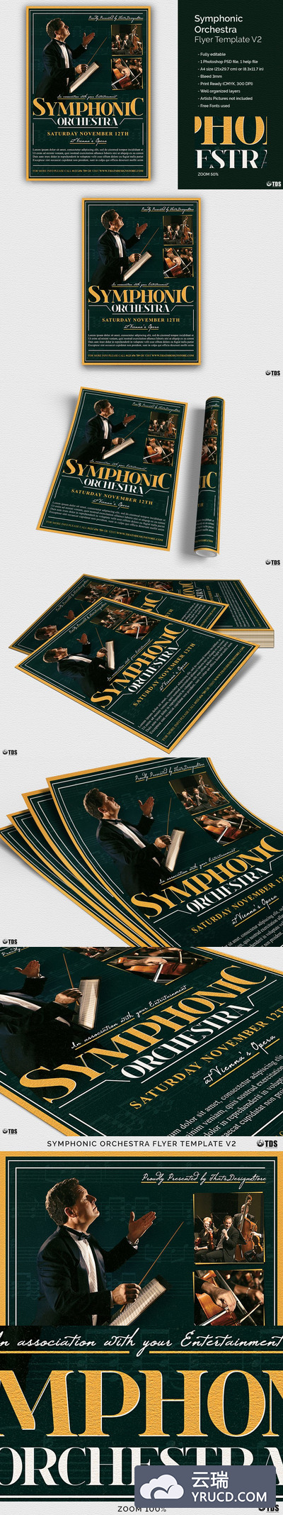 管弦乐海报模板 Symphonic Orchestra Flyer PSD V2