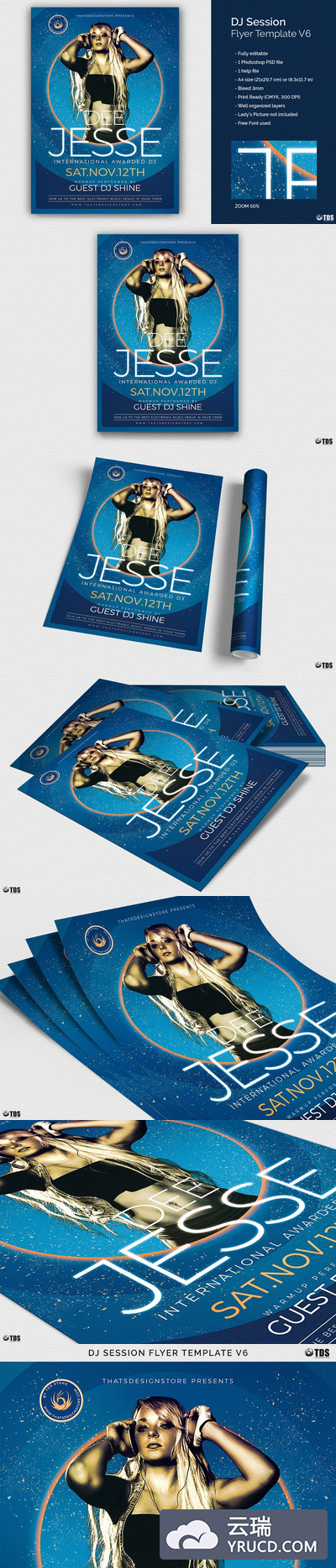 音乐海报设计模板 DJ Session Flyer PSD V6