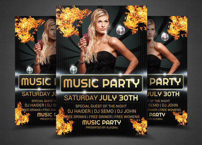 音乐海报元素模板 Night Party Flyer