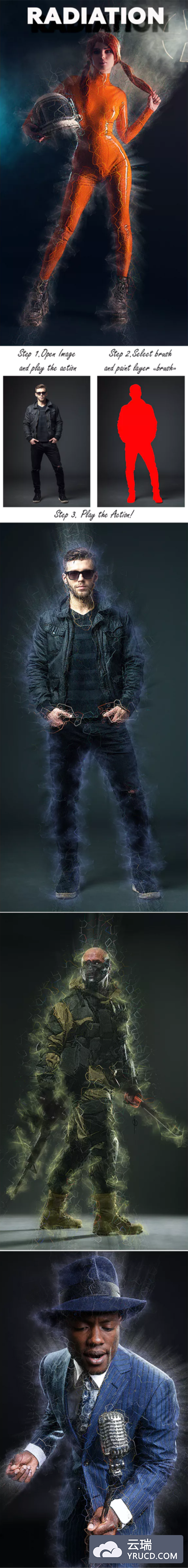 炫酷色彩电力线条效果ps动作下载