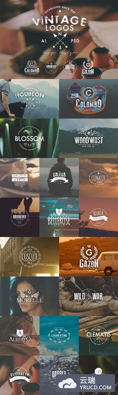 经典logo设计素材 Vintage Logos & Badges Set 4
