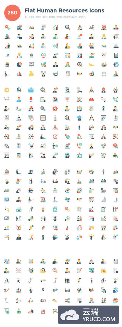 人力资源图标素材 280 Flat Human Resouces Icons