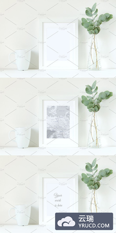 简单的白色画框样机 White frame mockup