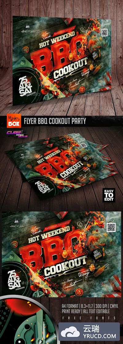 烧烤野餐派对传单设计模板